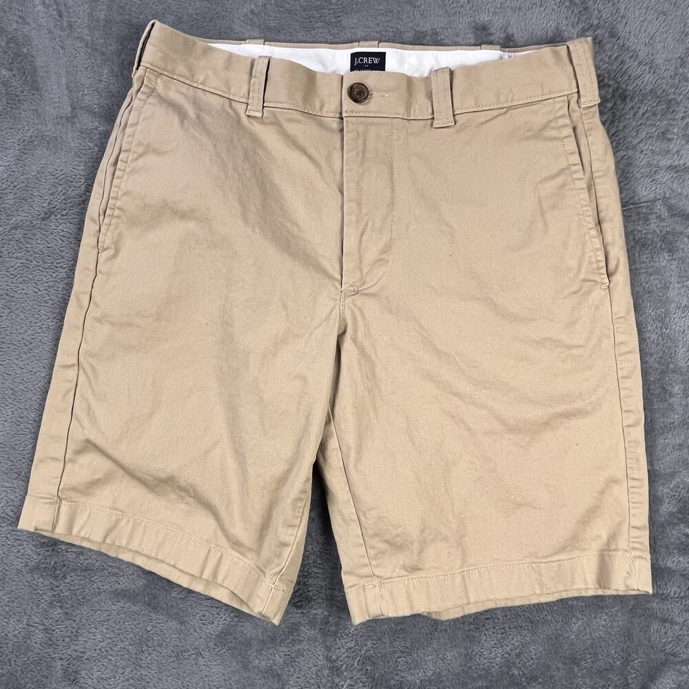 J CREW Shorts Mens 31 Khaki Flat Front Tan Clean Cut Preppy Dress Pants